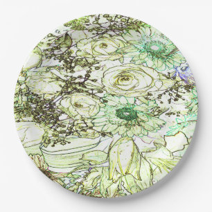 An elegant green colour classic design paper pl plate