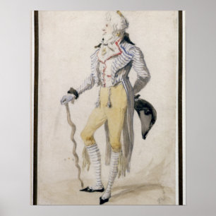 An Elegant Male Figure, 1793 (pencil and w/c on pa Poster