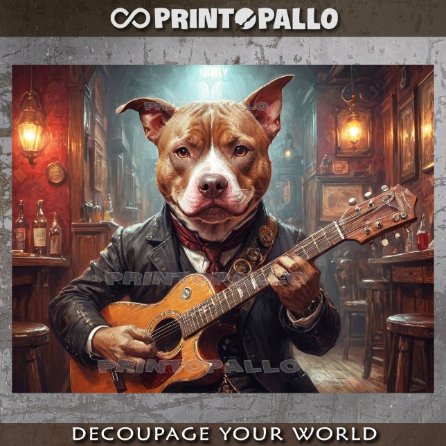 An elegant Pitbull playing guitar in pub -  Tissue Paper (Creator Uploaded)