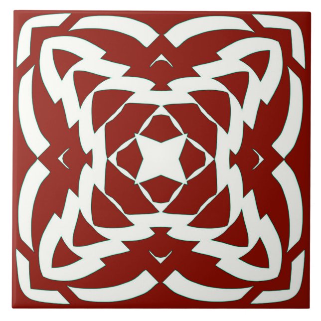 An elegant red & white classic design  tile (Front)
