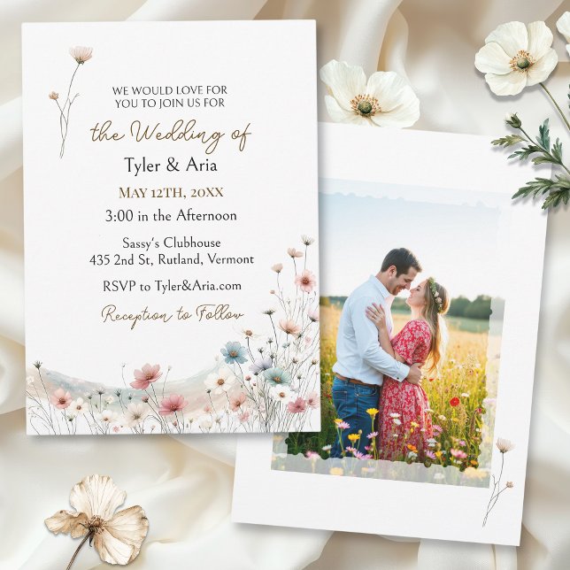 An Elegant Watercolor Wildflowers Photo  Invitation (Creator Uploaded)