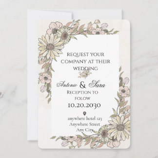 An elegant wedding ceremony adorned with flowers. invitation