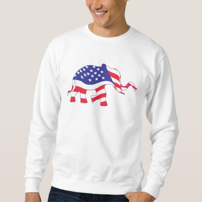 an elephant made in the USA Flag Sweatshirt (Front)