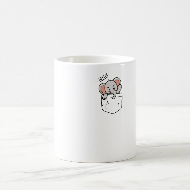 an elephant says hello in a pocket coffee mug (Center)
