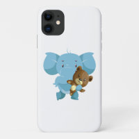 An elephant with teddy bear