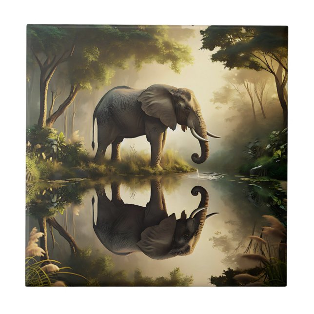 An Elephant's Reflection Tile (Front)