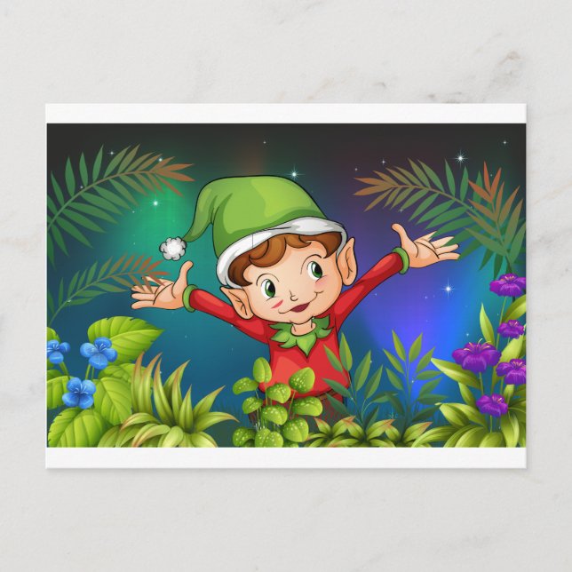 An elf at the garden postcard (Front)