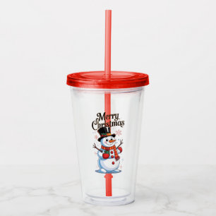 An enchanted Christmas: a smiling snowman Acrylic Tumbler