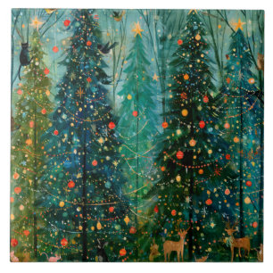 An Enchanted Storybook Christmas Forest Tile