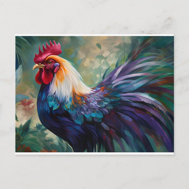  An Enchanting Colorful Rooster Painting Art Post Postcard (Front)