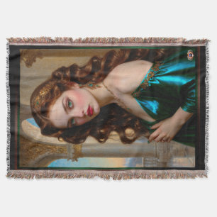 An Enchanting Portrait of The Emerald Empress Throw Blanket