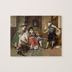An Engaging Tale, 1894 (oil on panel) Jigsaw Puzzle