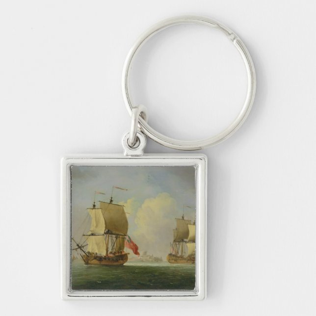 An English Sloop and a Frigate in a Light Breeze ( Key Ring (Front)