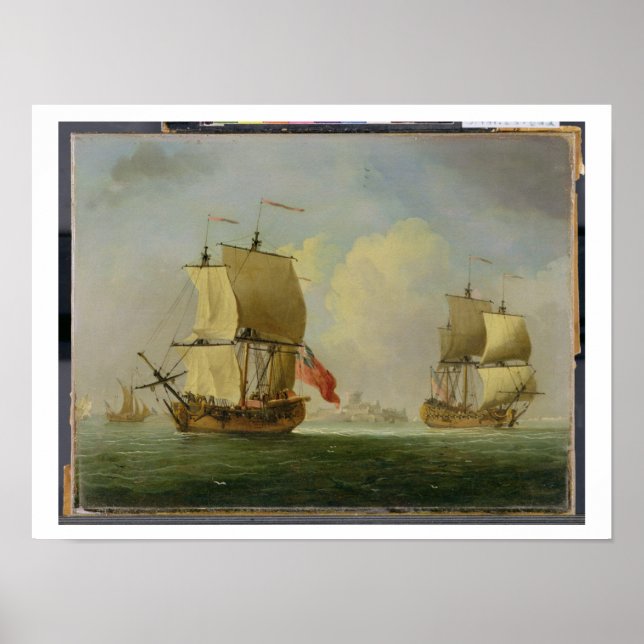 An English Sloop and a Frigate in a Light Breeze ( Poster (Front)