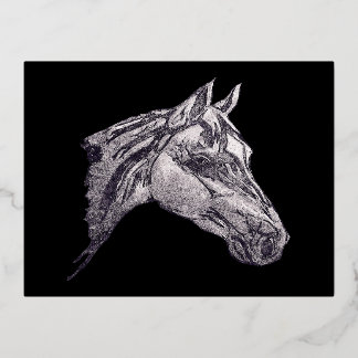 An equine beauty foil holiday postcard