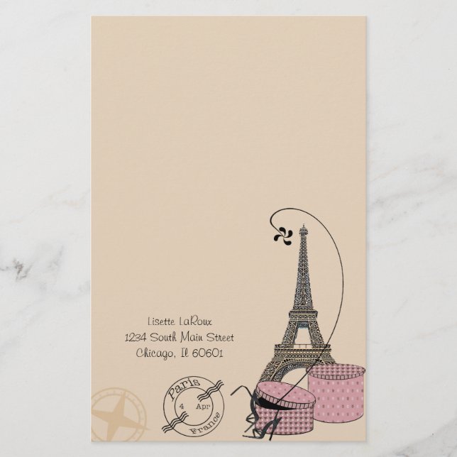 An Evening In Paris Customisable Stationery (Front)
