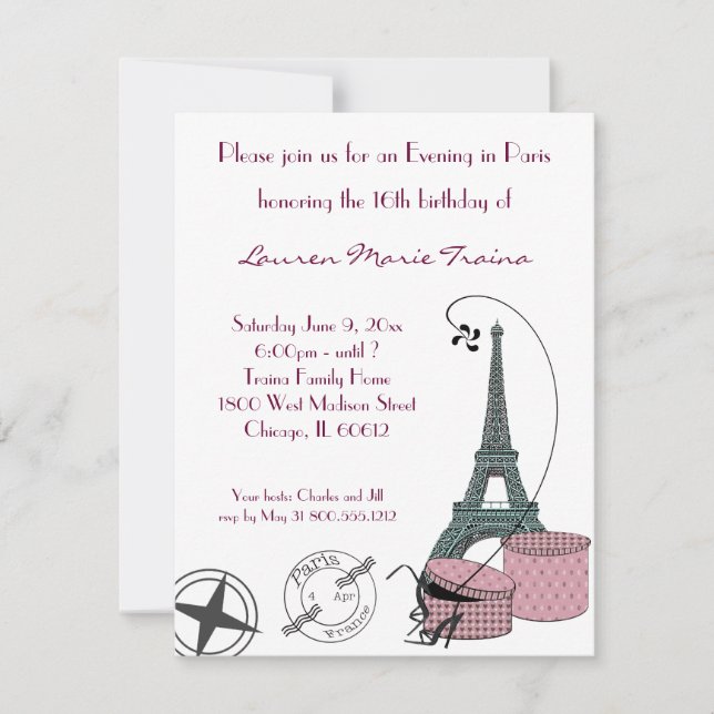 An Evening in Paris Party Invitation (Front)