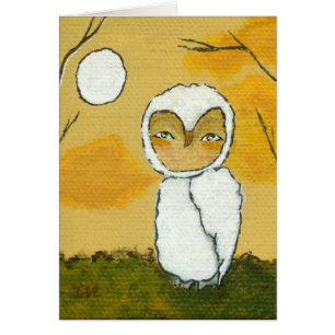 An Evening Stroll Whimsical Woodland White Owl Art