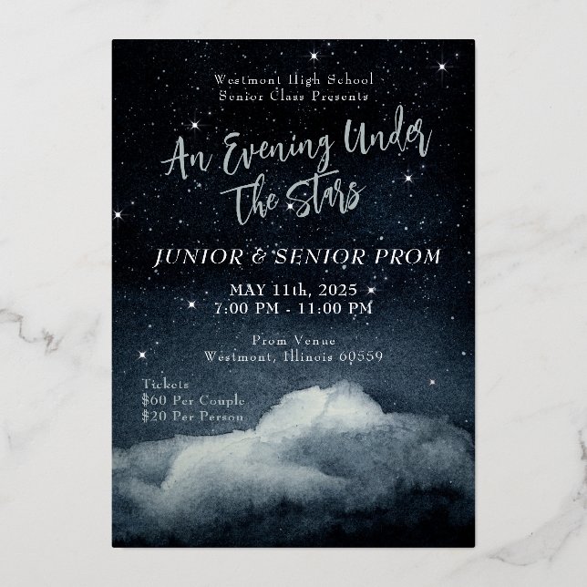 An Evening Under the Stars Prom Foil Invitation (Front)