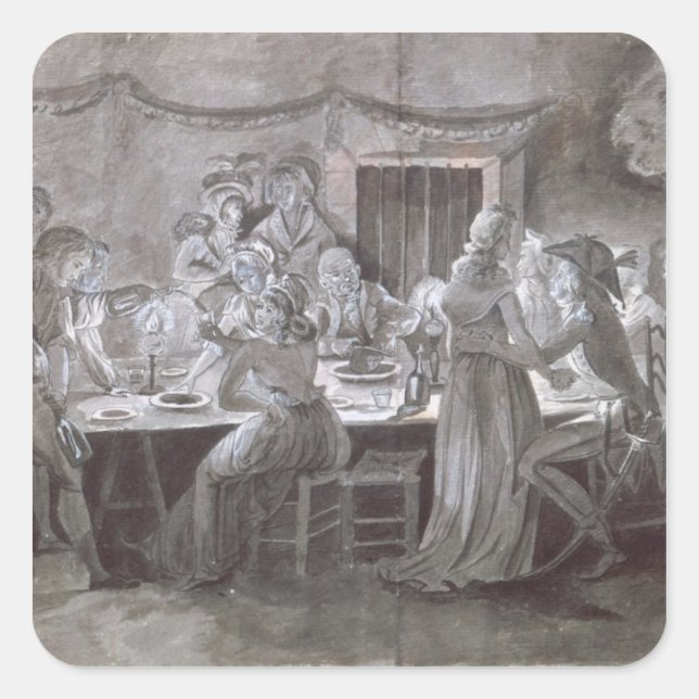 An Evening Wedding Meal Square Sticker (Front)