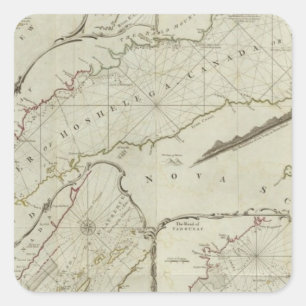 An exact chart of the River St Laurence Square Sticker