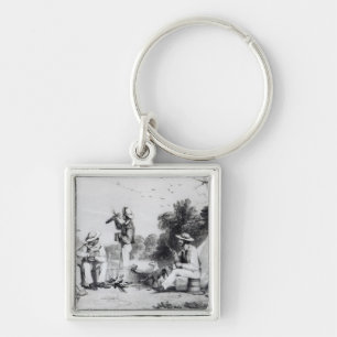 An exploring party key ring