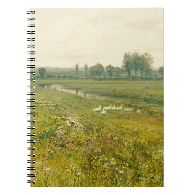 An Extensive Meadow Landscape with Geese Notebook (Front)