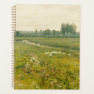 An Extensive Meadow Landscape with Geese Planner