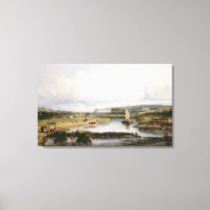 An Extensive River Landscape with a View of the Ch Canvas Print