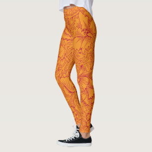 An eye-catching paisley motif in orange and blue, leggings