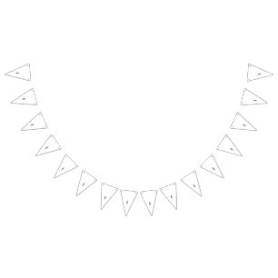 An eye-catching red and black motif on a white ba Bunting