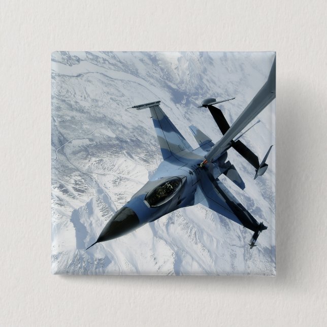An F-16 Aggressor sits in contact position 15 Cm Square Badge (Front)