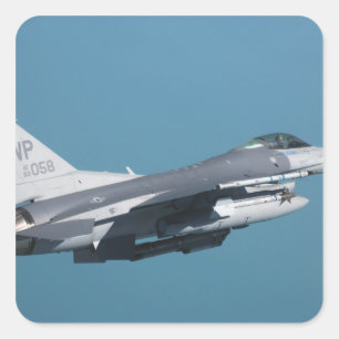 An F-16 Fighting Falcon in flight Square Sticker
