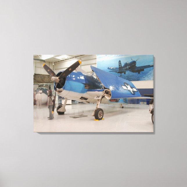 An F-6F Hellcat World War II fighter plane at Canvas Print (Front)