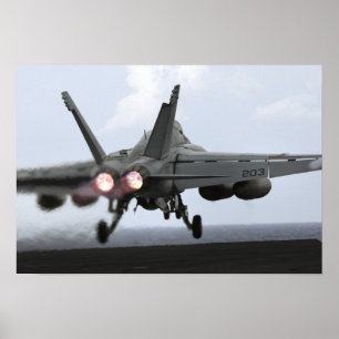 An F/A-18E Super Hornet launches Poster