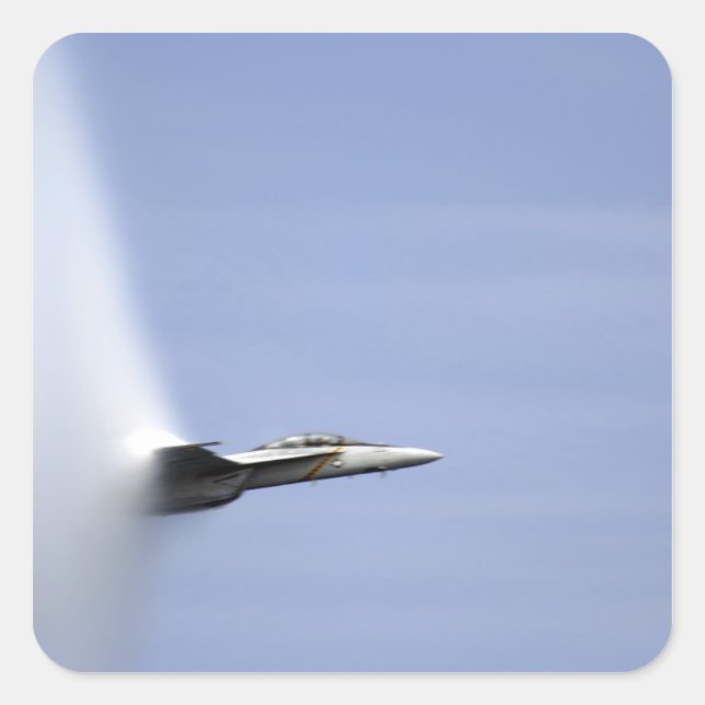 An F/A-18E Super Hornet reaches the speed of so Square Sticker (Front)