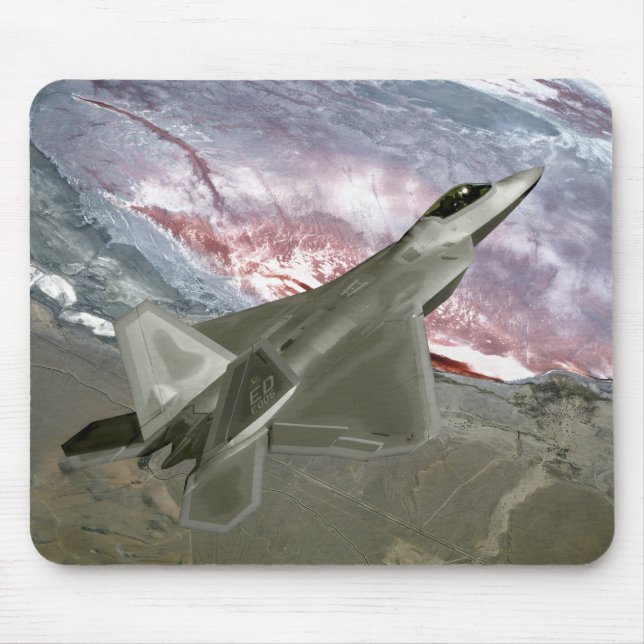 An F/A-22 Raptor flies a training mission Mouse Pad (Front)