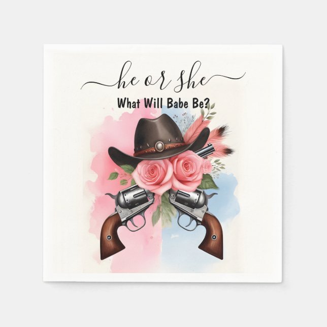 An Fun Barn Hat Farm Film Usa Cowboy Gender Reveal Napkin (Front)