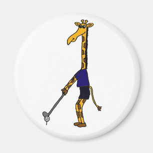 AN- Giraffe Playing Golf Design Magnet