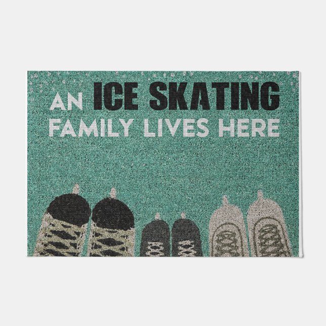 An Ice Skating Family Lives Here Doormat (Front)