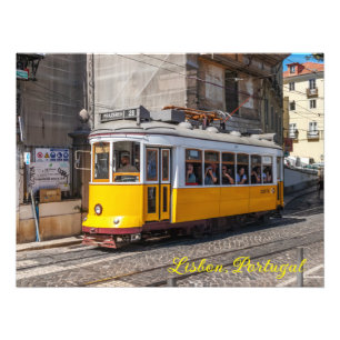 An iconic, yellow tram, Lisbon, Portugal Photo Print