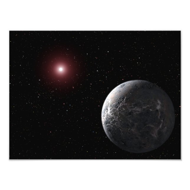 An icy/rocky planet orbiting a dim star photo print (Front)