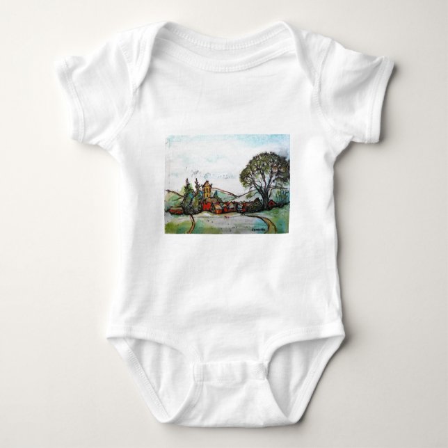 An Idyllic British Village sketch Baby Bodysuit (Front)