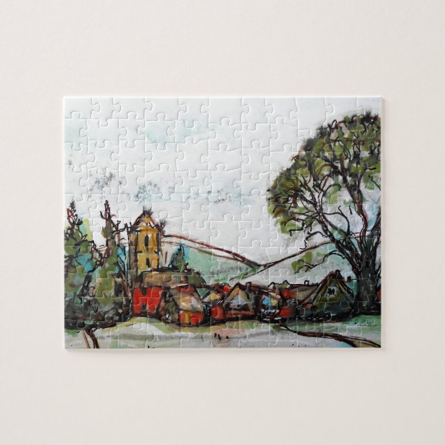 An Idyllic British Village sketch Jigsaw Puzzle (Horizontal)