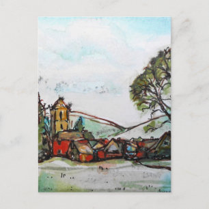An Idyllic British Village sketch Postcard