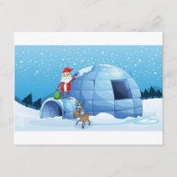 an igloo and a santa clause
