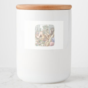 an illustration of a barefoot woman lying in a win food label