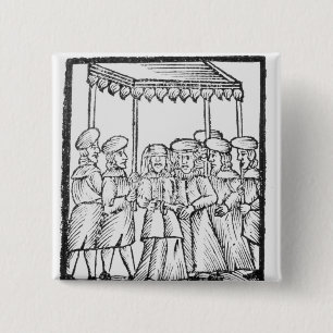 An illustration of a Jewish wedding 15 Cm Square Badge