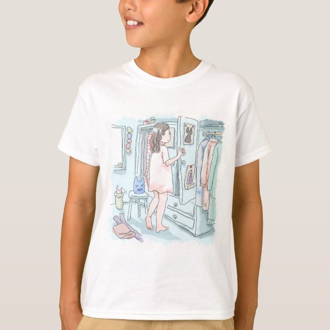 an illustration of a sleepy lying-up woman who dre T-Shirt (Front)