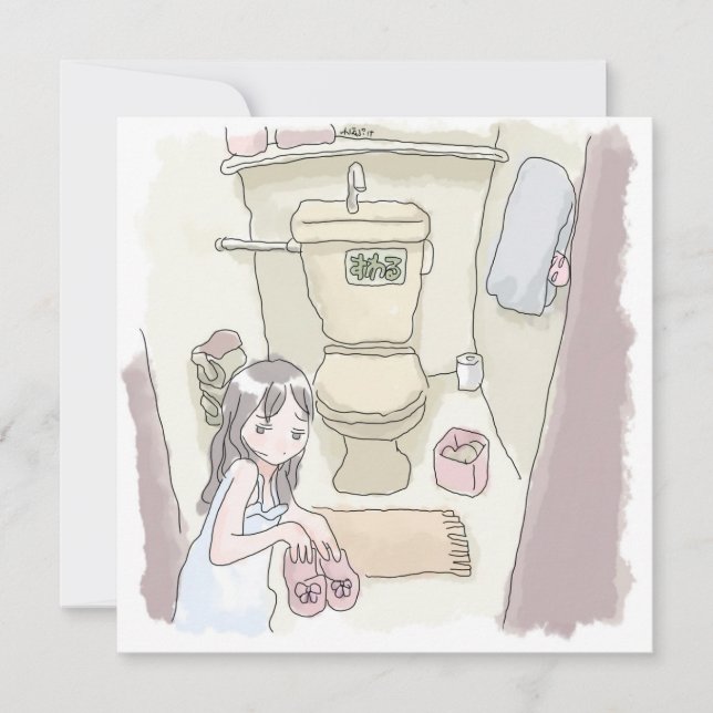 an illustration of a woman who has a pair of shoes card (Front)